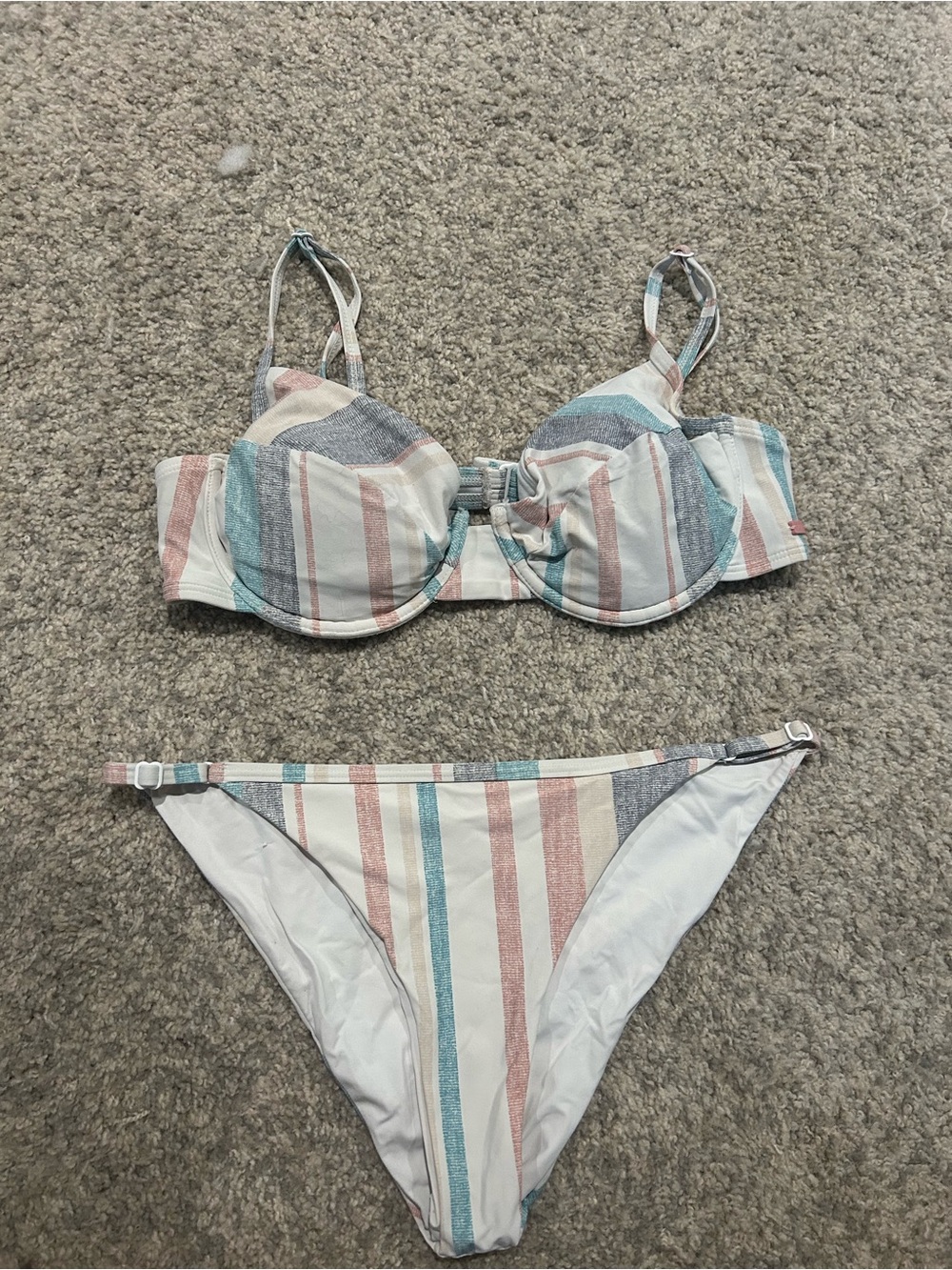 Wired Roxy White Bikini Top with Soft Teal & Rust Accents